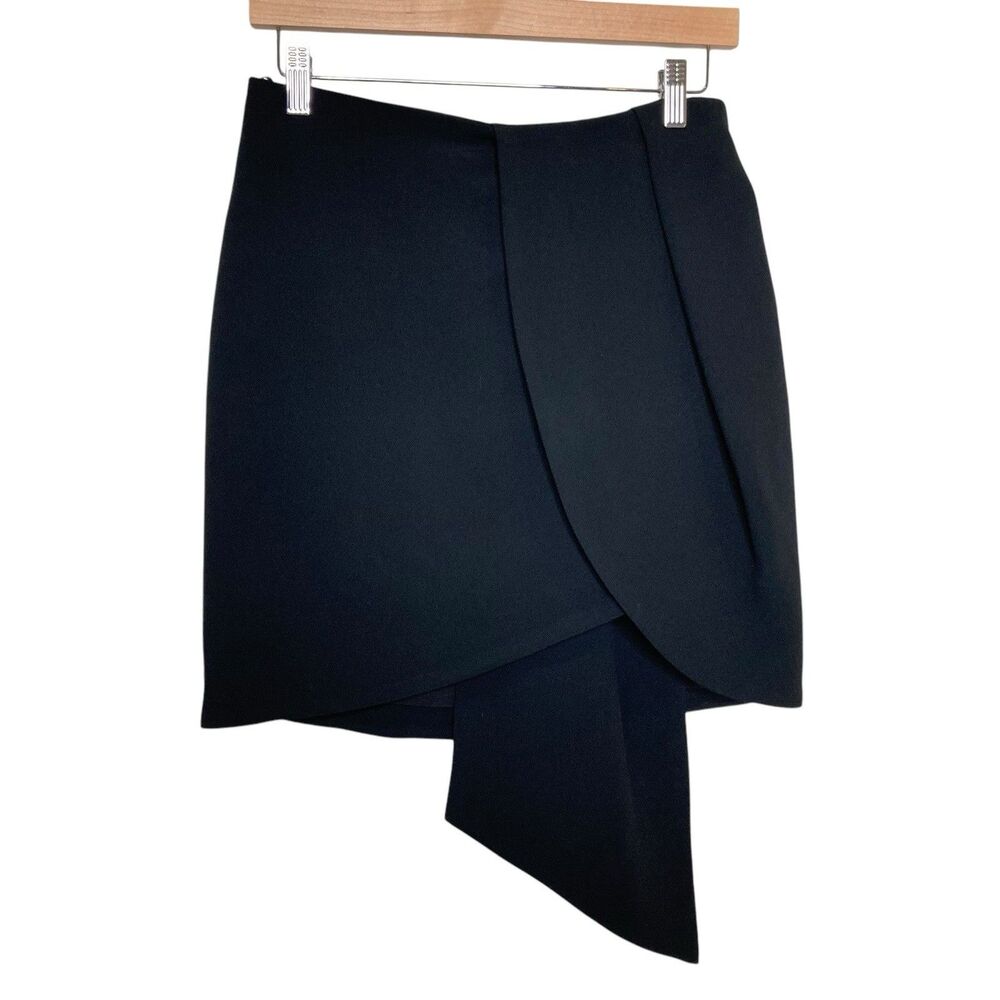Federica Tosi Draped Asymmetric Mini Black Skirt EUR 42 US Medium Made In Italy